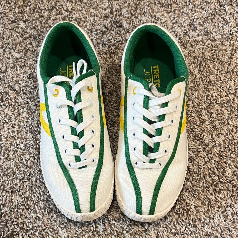 Tretorn White and Green Canvas Shoes